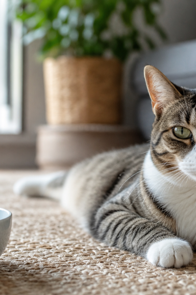 Sıcak havalarda serin bir köşede güvenli alanda bulunan kedi